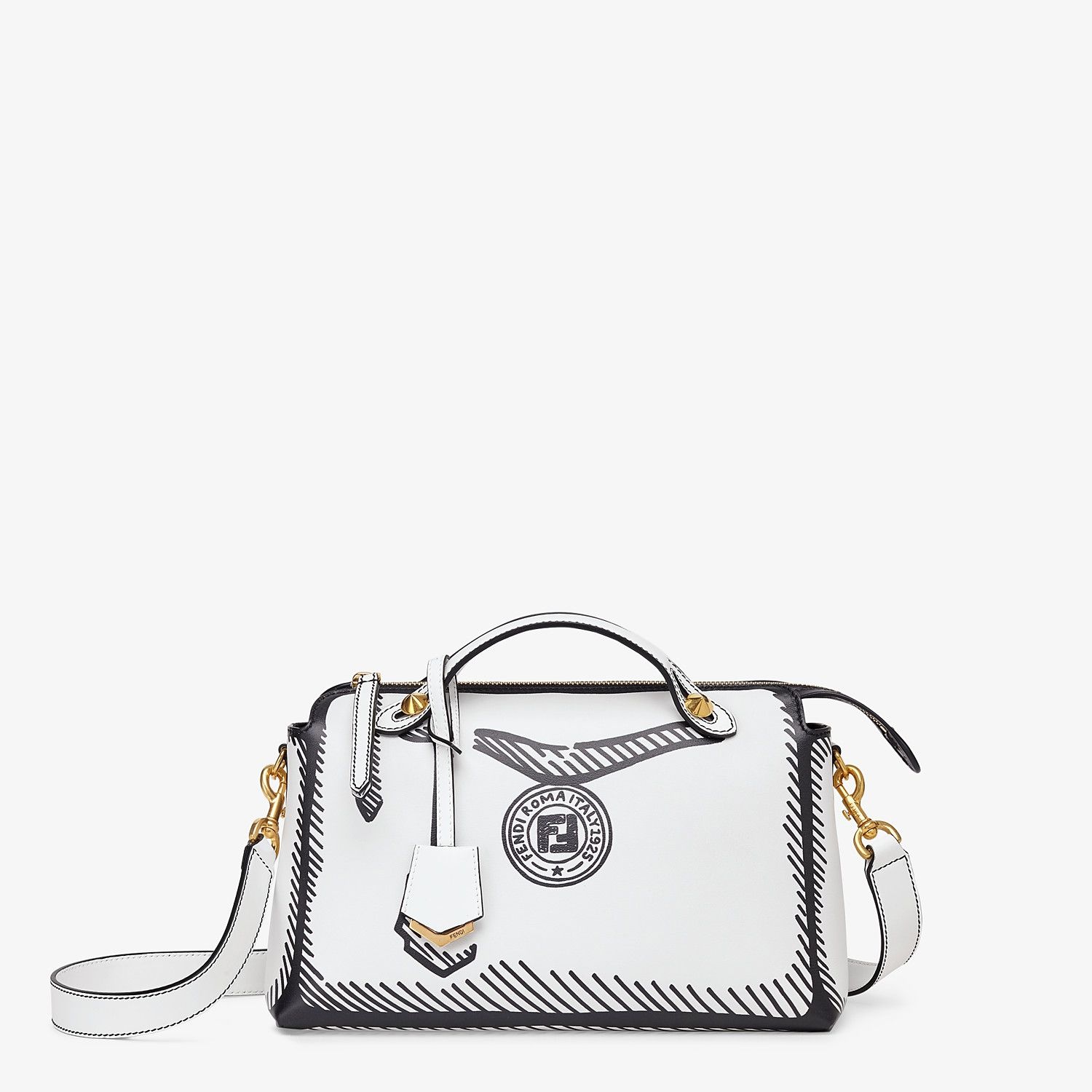 White leather printed Boston bag - 1