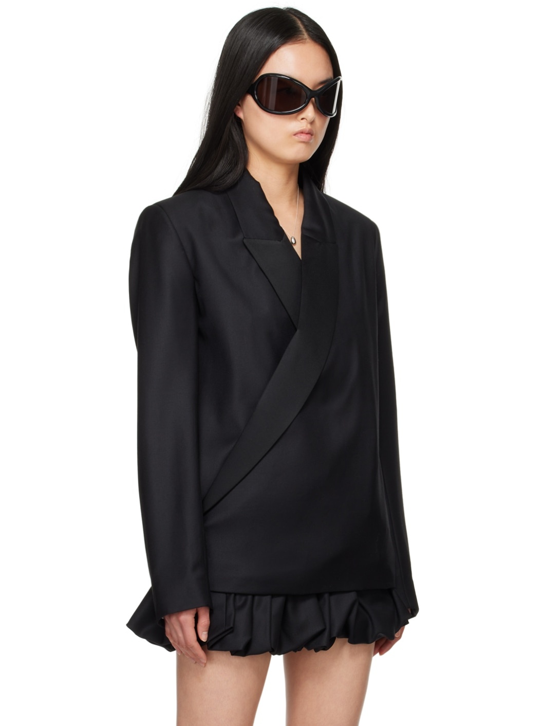 Black Offset Blazer - 2