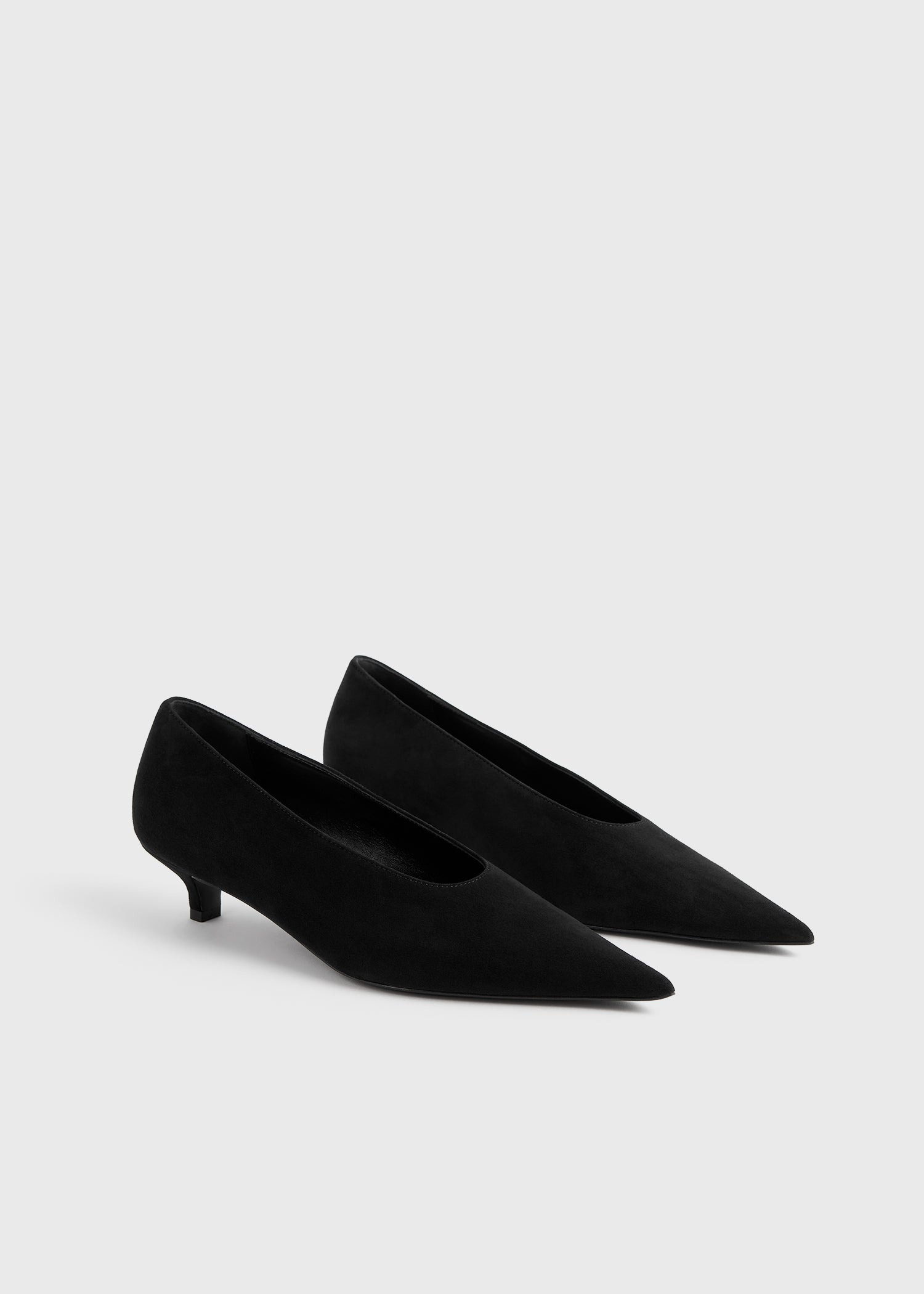 Sharp suede kitten pumps black - 7