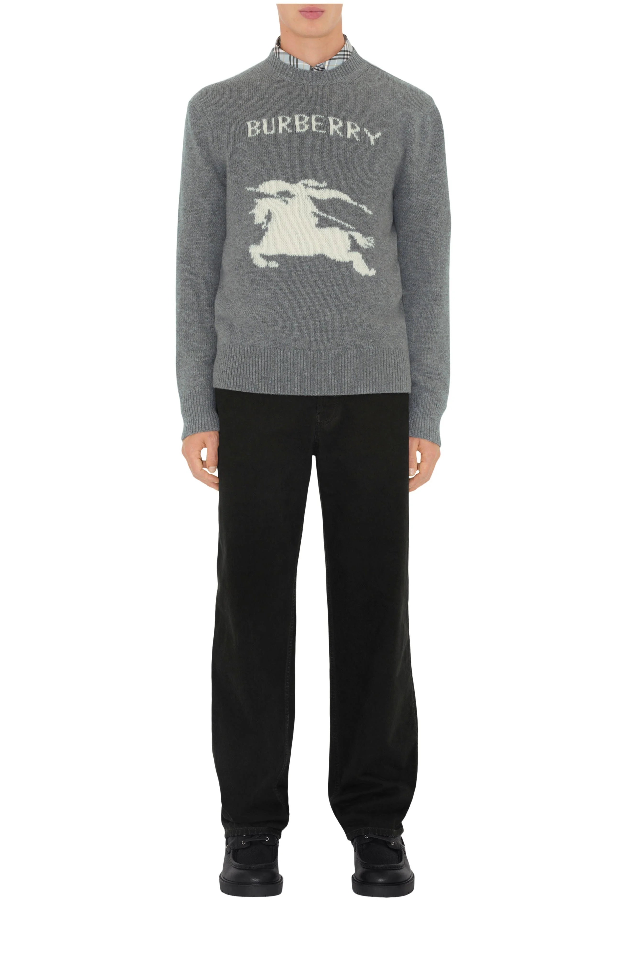 burberry EKD Wool Cashmere Sweater in Grey at Nordstrom - 1