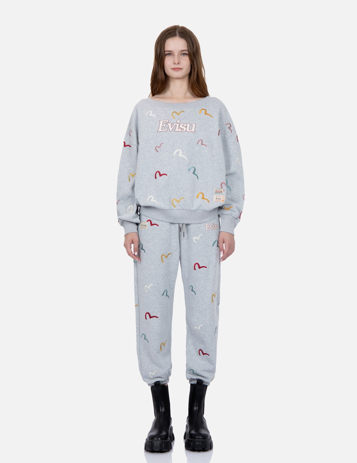 ALLOVER MULTI-COLOR SEAGULL EMBROIDERY SWEATPANTS - 3