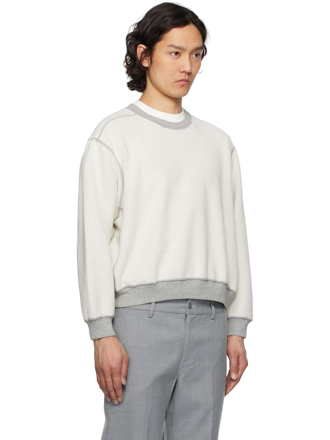 Gray & White Mini Crewneck Reversible Sweatshirt - 2