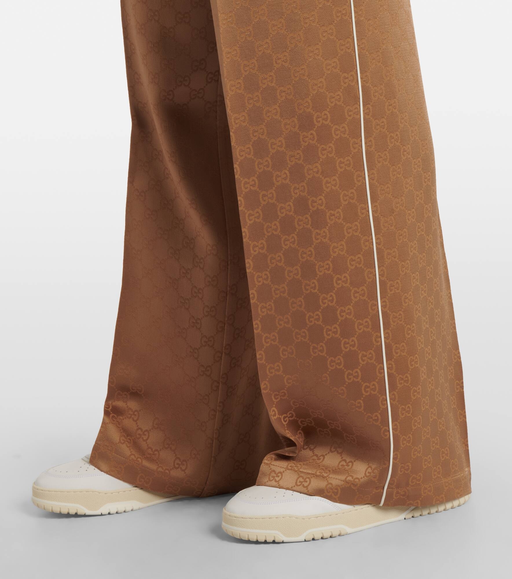 GG jacquard satin wide-leg pants - 5