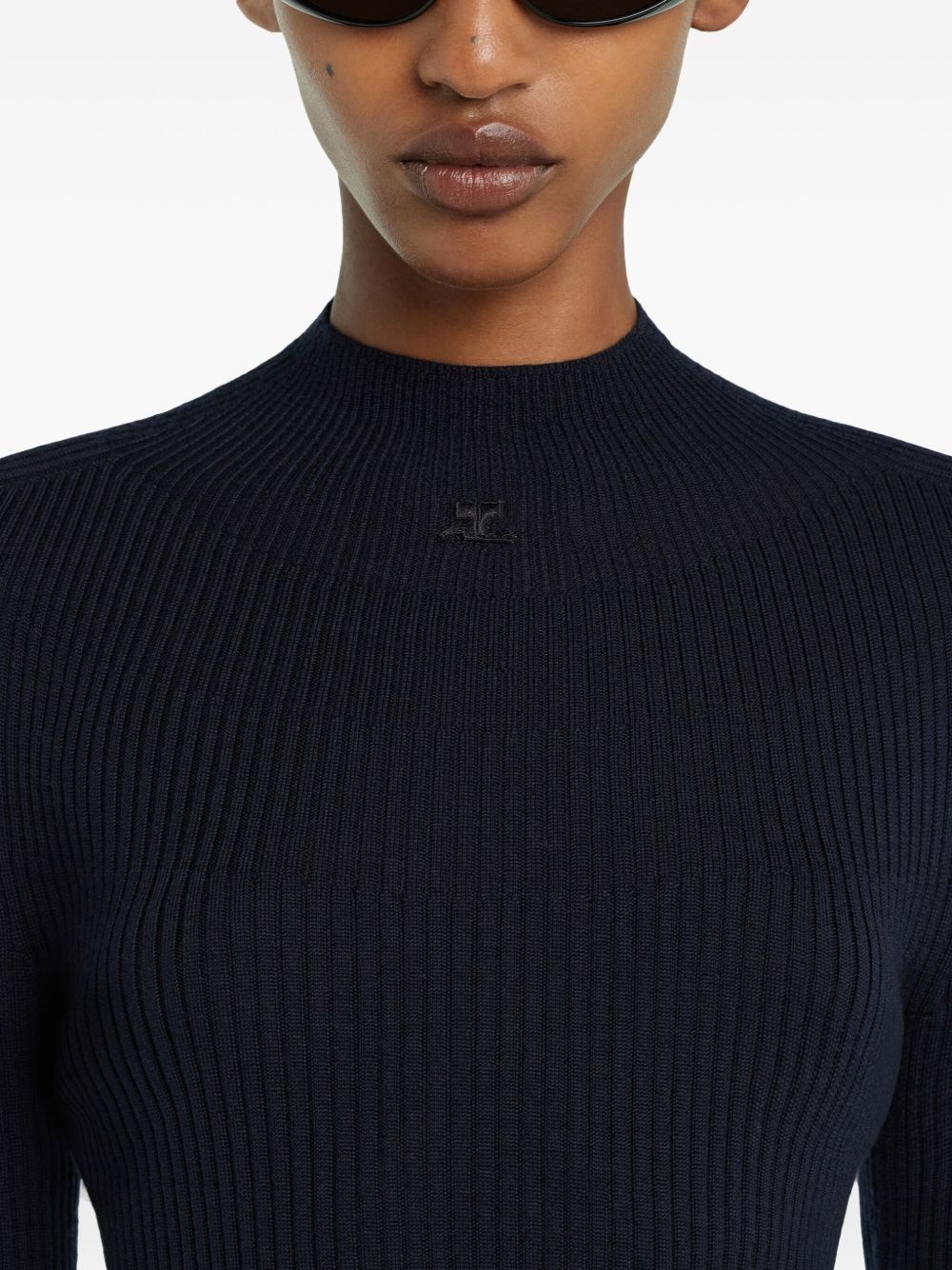 mock-neck ribbed jumper - 5