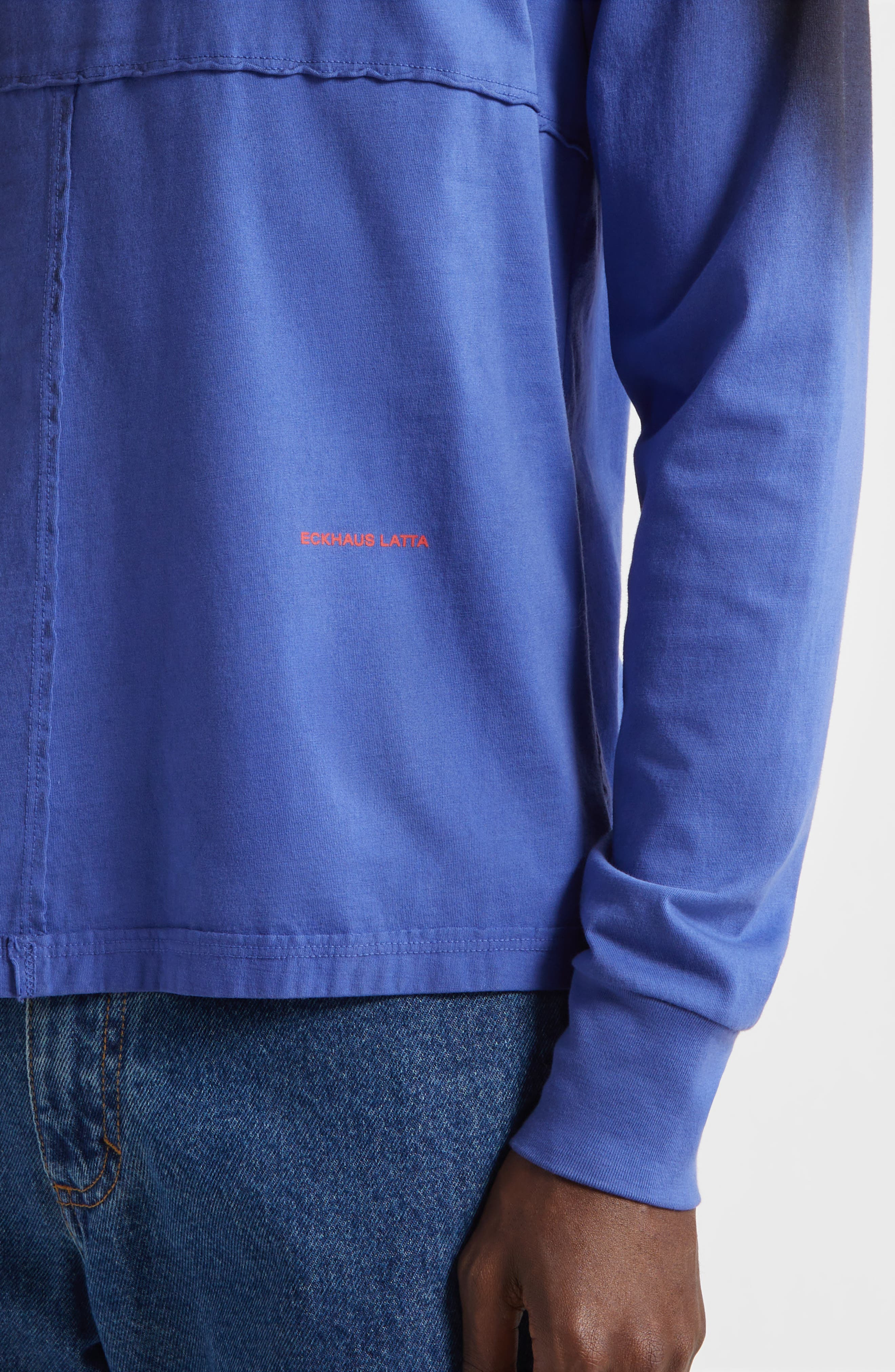 Eckhaus Latta Lapped Long Sleeve Cotton T-Shirt in Shadow at Nordstrom - 5