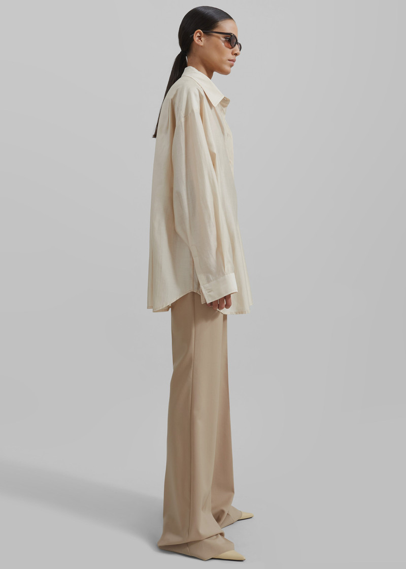 Ola Semi-Sheer Button Up Shirt - Ivory 6