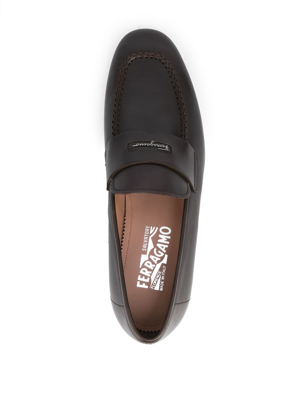 logo-plaque leather loafer - 4