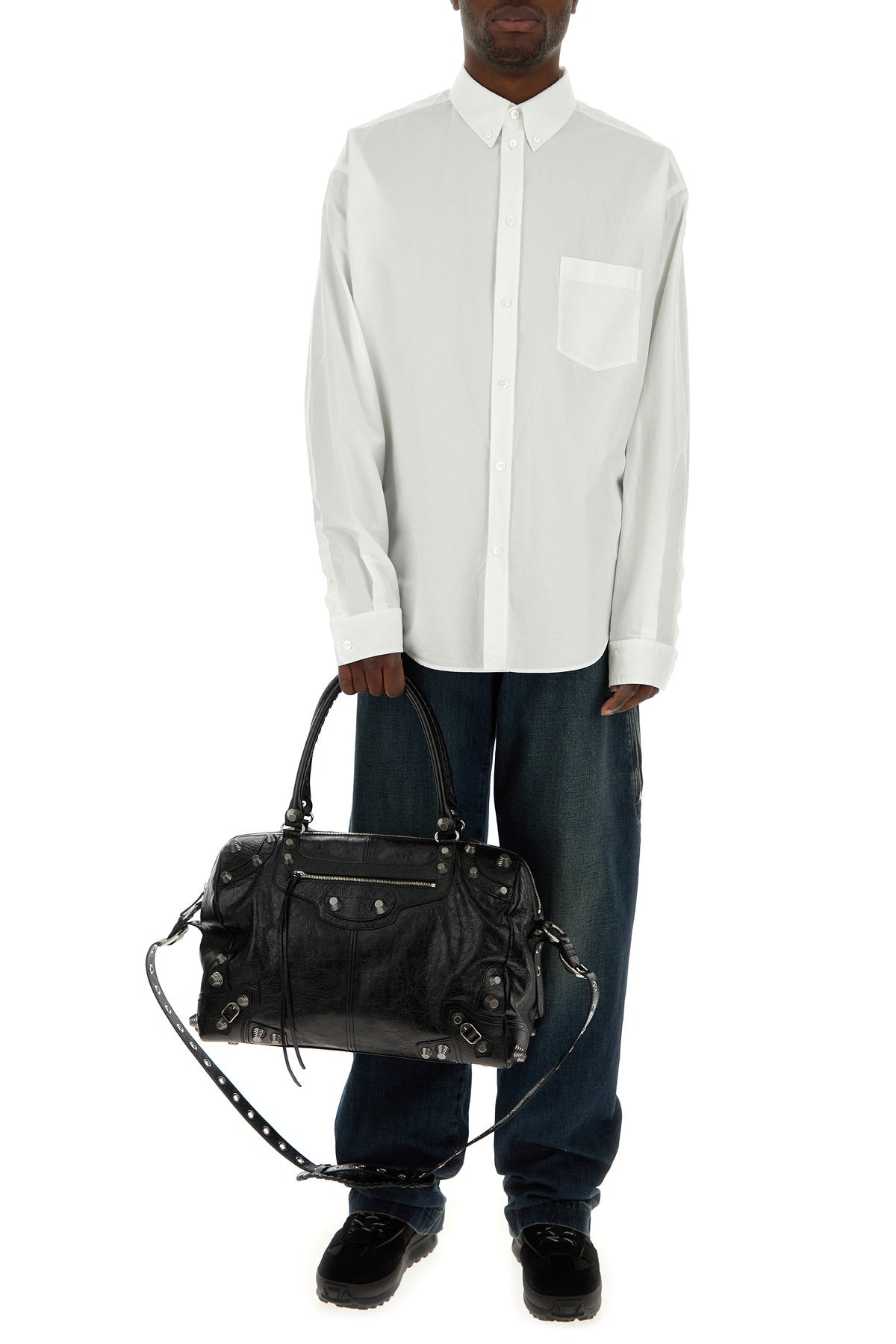 Black nappa leather Le Cagole shopping bag - 5