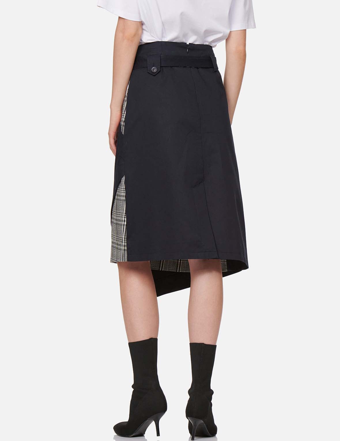 Fabric Mixed Wrapped Trench Skirt - 4