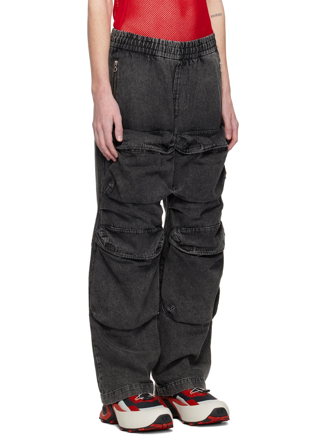 Black D-Baertson-S Denim Cargo Pants - 2