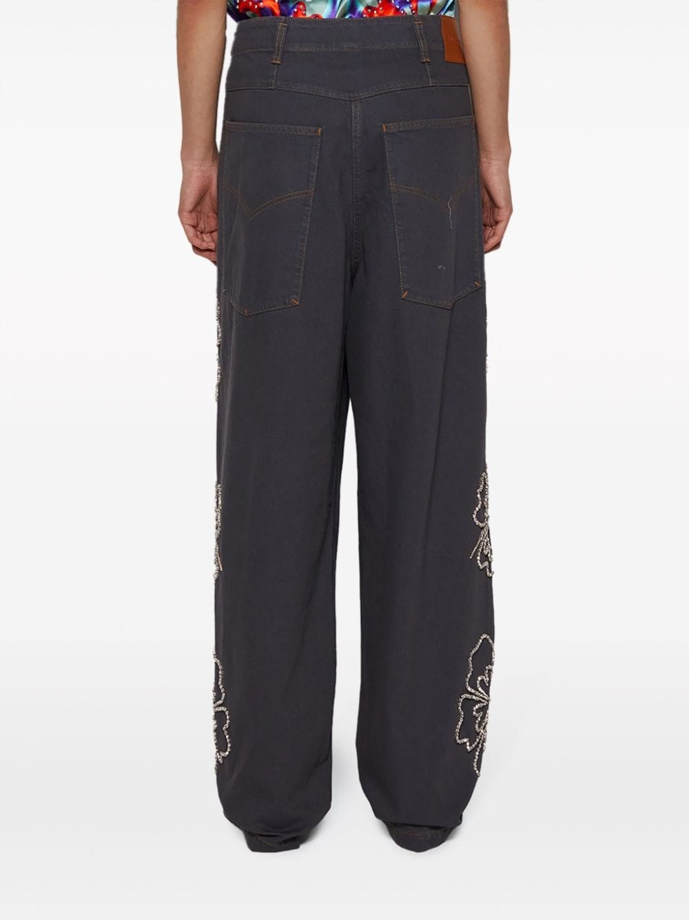 Hibiscus embroidered jeans - 5