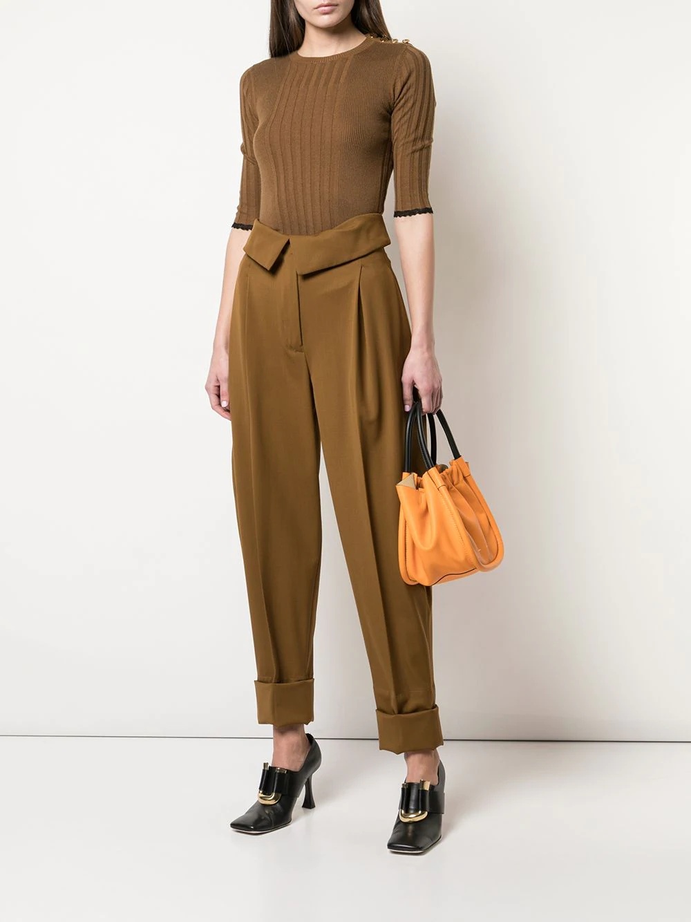 pleated details tapered trousers - 2