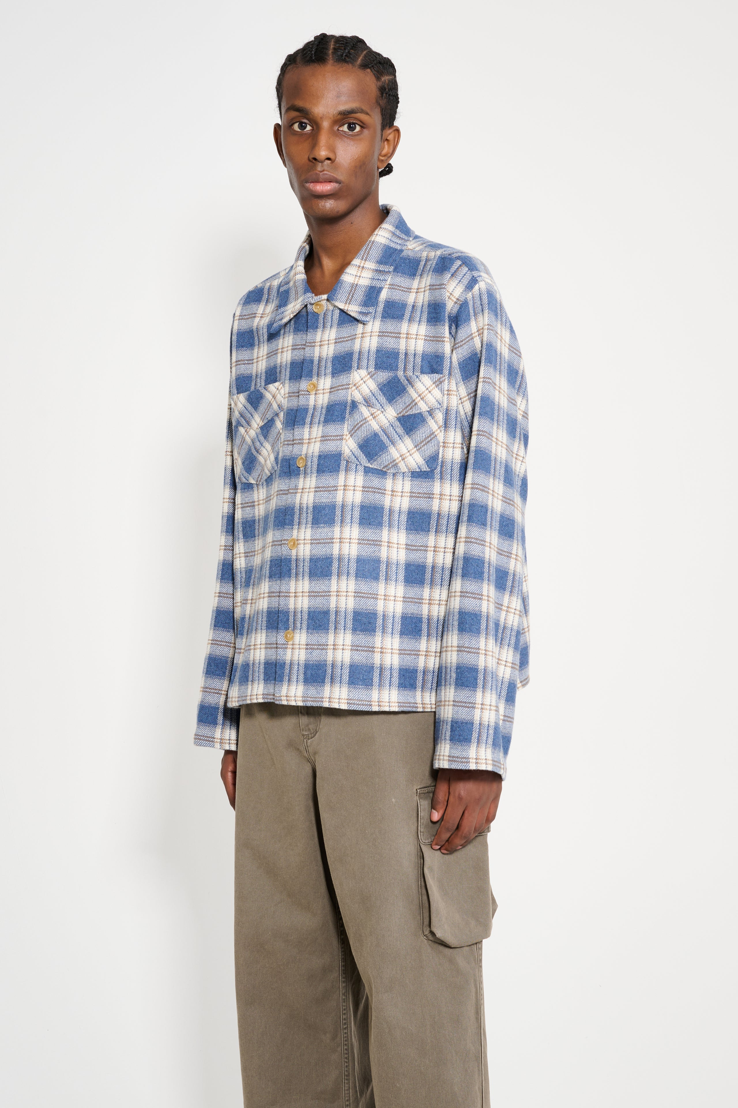 STOCKHOLM SURFBOARD CLUB FLANNEL OVERSHIRT BLUE CHECK - 2