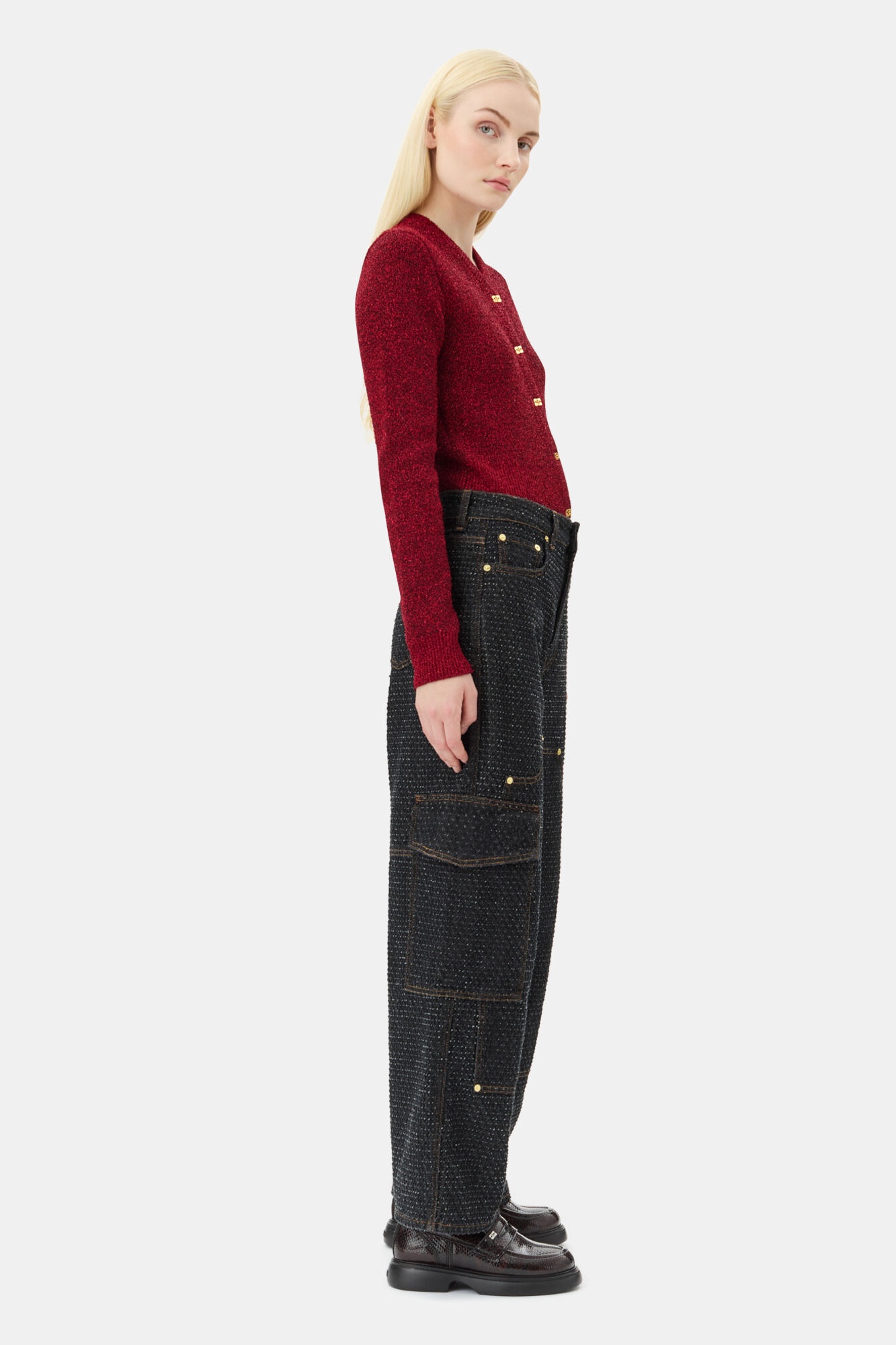 RED SPARKLE SHORT CARDIGAN - 4