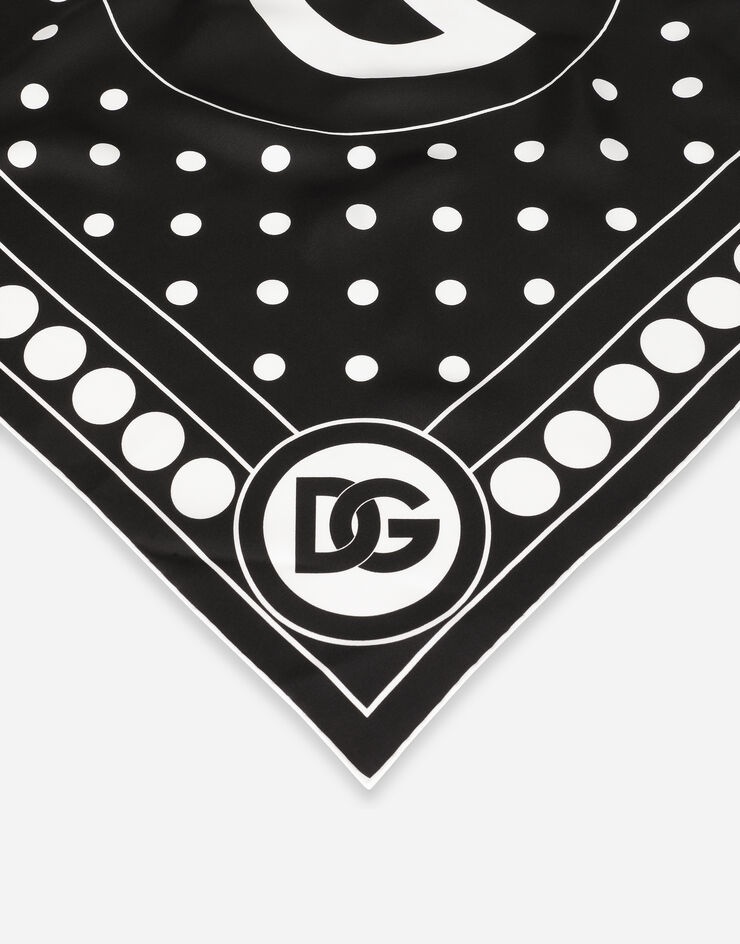 Twill scarf with polka-dot print and DG logo (70 x 70) - 2