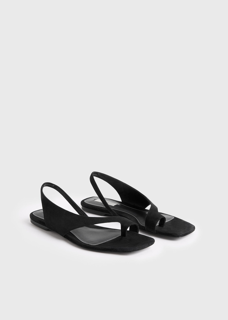 Suede thong sandals black 4