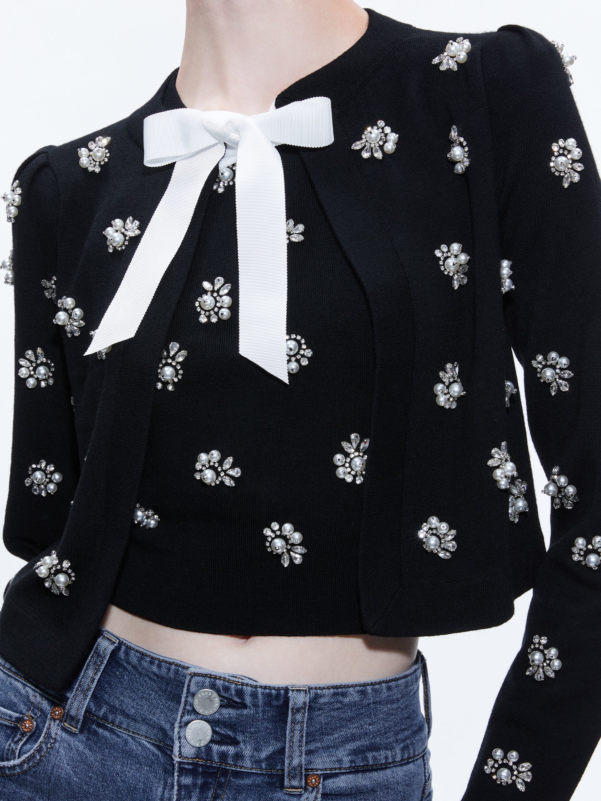 TRINA EMBELLISHED CROPPED CARDIGAN - 5