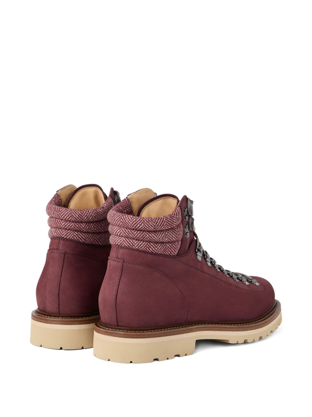 lace-up herringbone-detail boots - 3