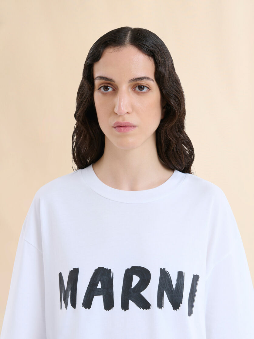 WHITE LOGO PRINT BIO JERSEY T-SHIRT - 4