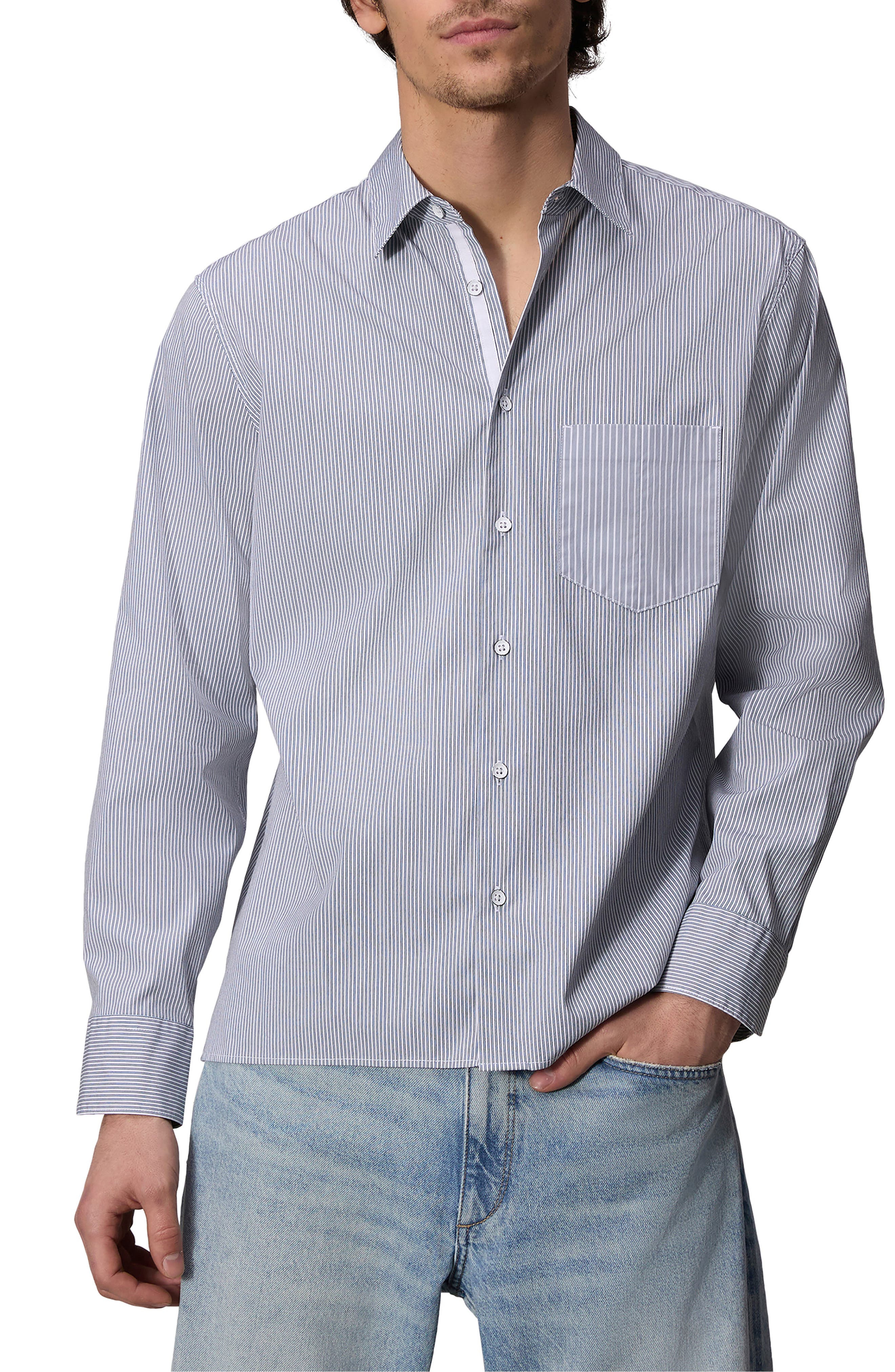 Dalton Mixed Stripe Hemp & Cotton Button-Up Shirt - 1