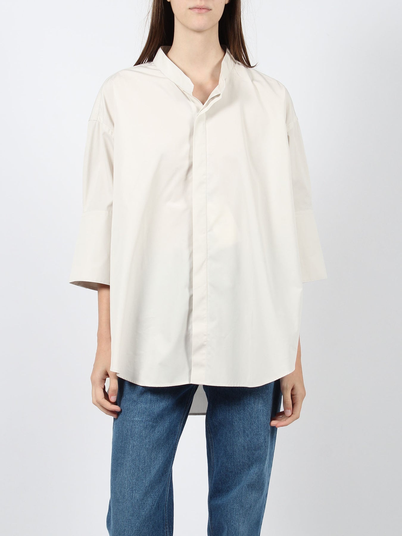 Mao collar oversize shirt - 2