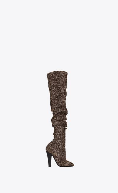 SAINT LAURENT 68 over-the-knee boots in python-effect stretch canvas outlook