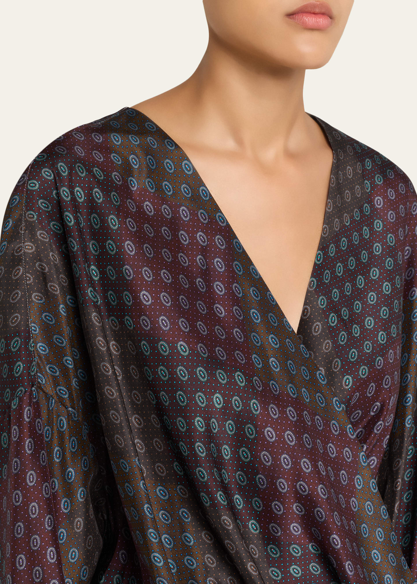 Camiel Printed Long-Sleeve Wrap Top - 5