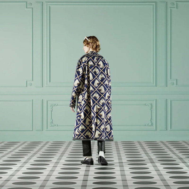 Equestrian print cotton coat 3