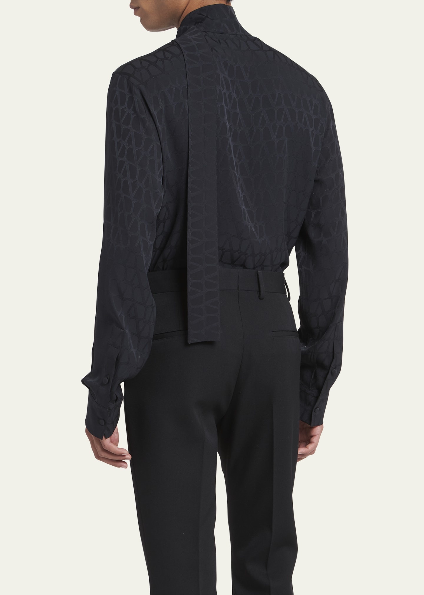 Men's Silk Jacquard Iconographe Bow Shirt - 3