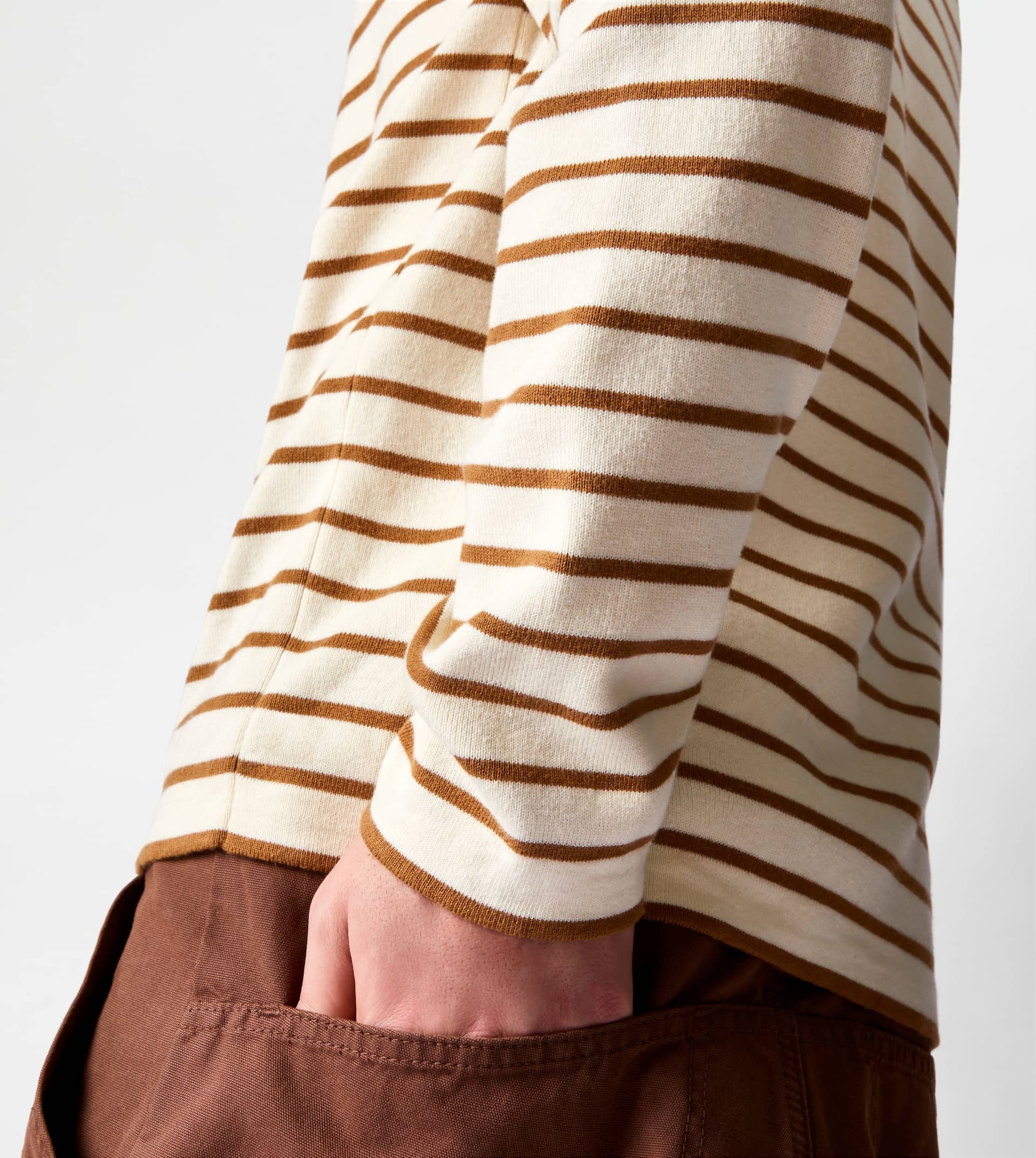 STRIPED TURTLENECK JUMPER - BEIGE, BROWN - 3