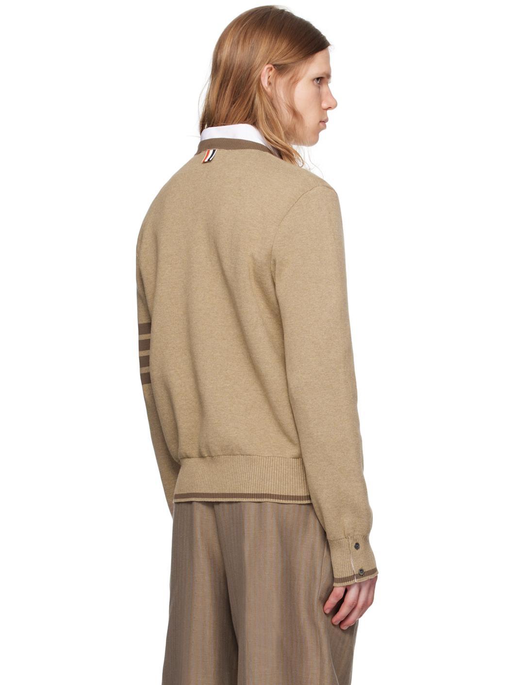Brown Milano Stitch 4-Bar Pullover Sweater - 3