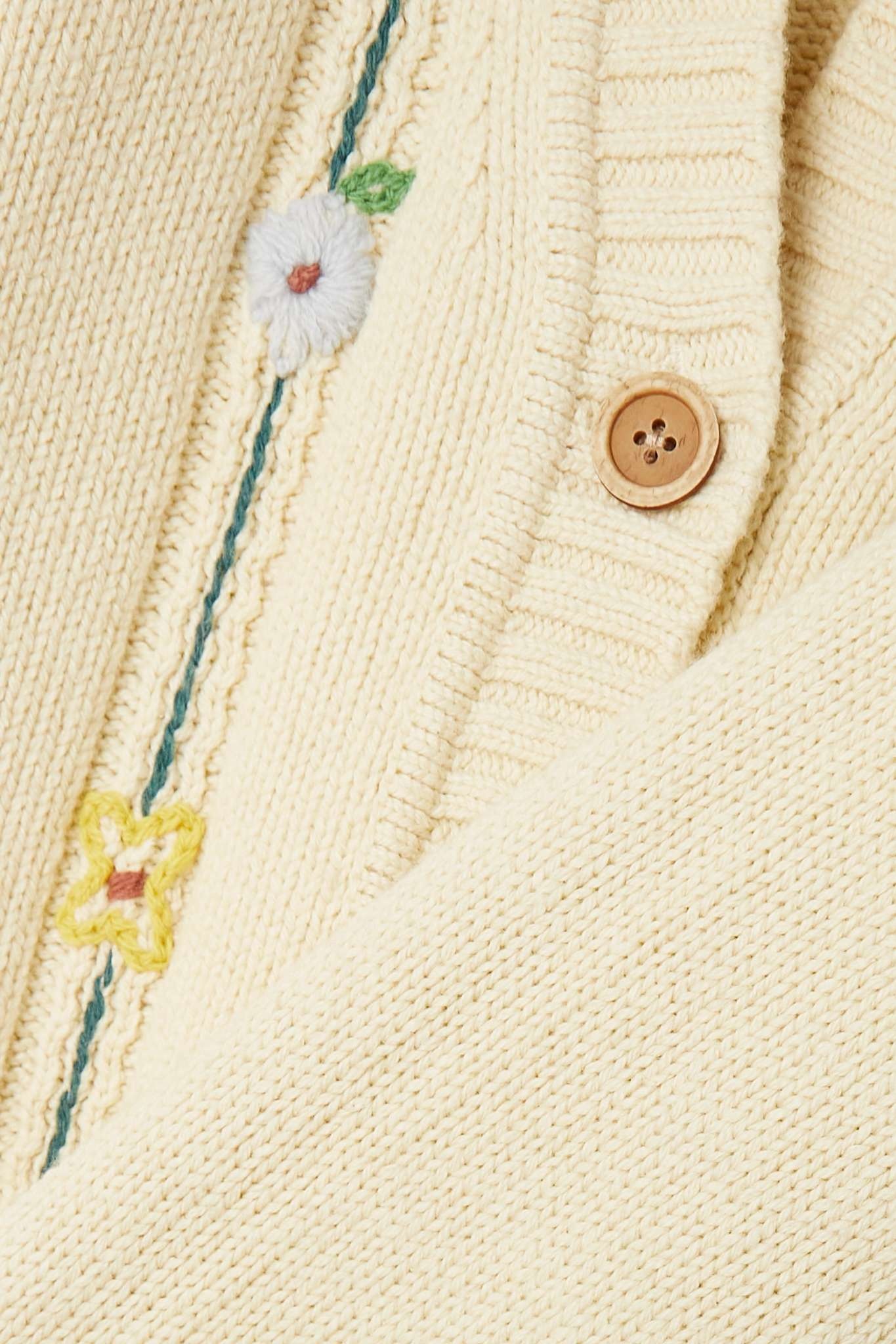 50s embroidered cable-knit cotton-blend cardigan - 4