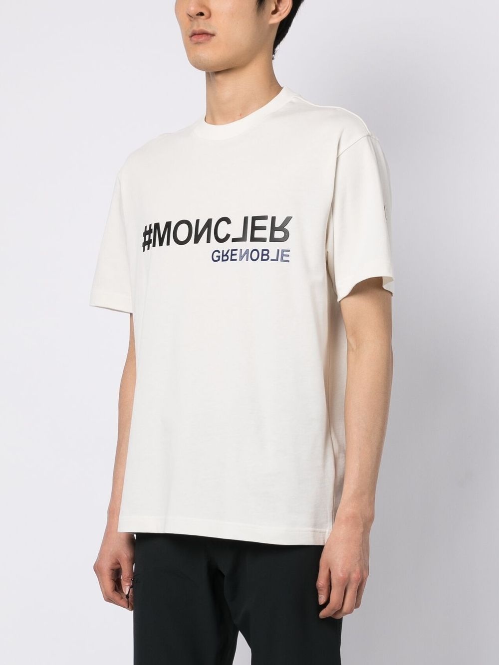 logo-stamp cotton T-shirt - 3