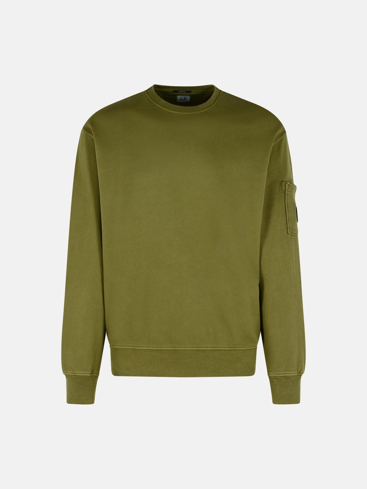 'BRUSHED' GREEN COTTON SWEATSHIRT - 1