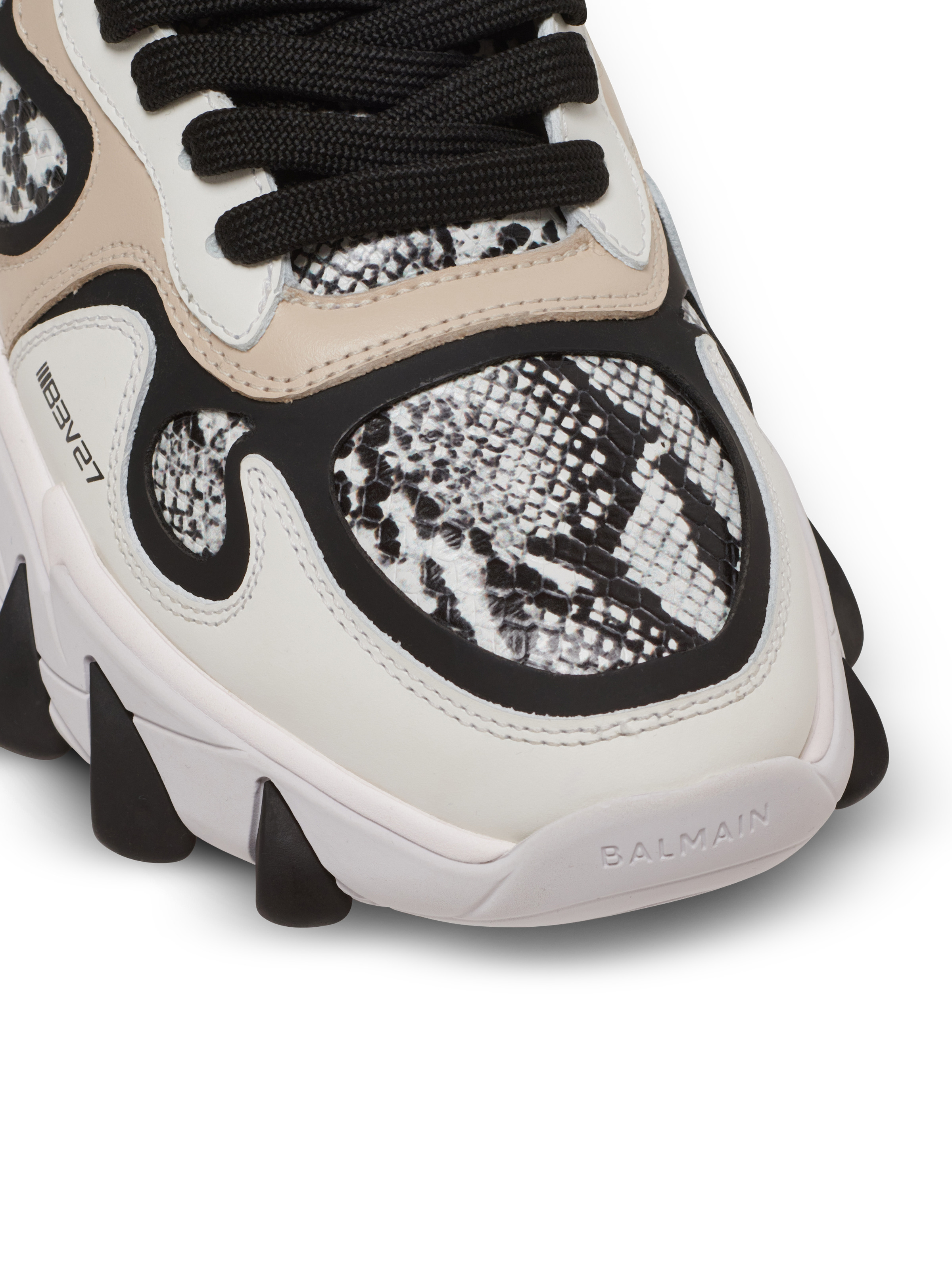 B-East snakeskin-effect leather, suede and mesh sneakers - 6