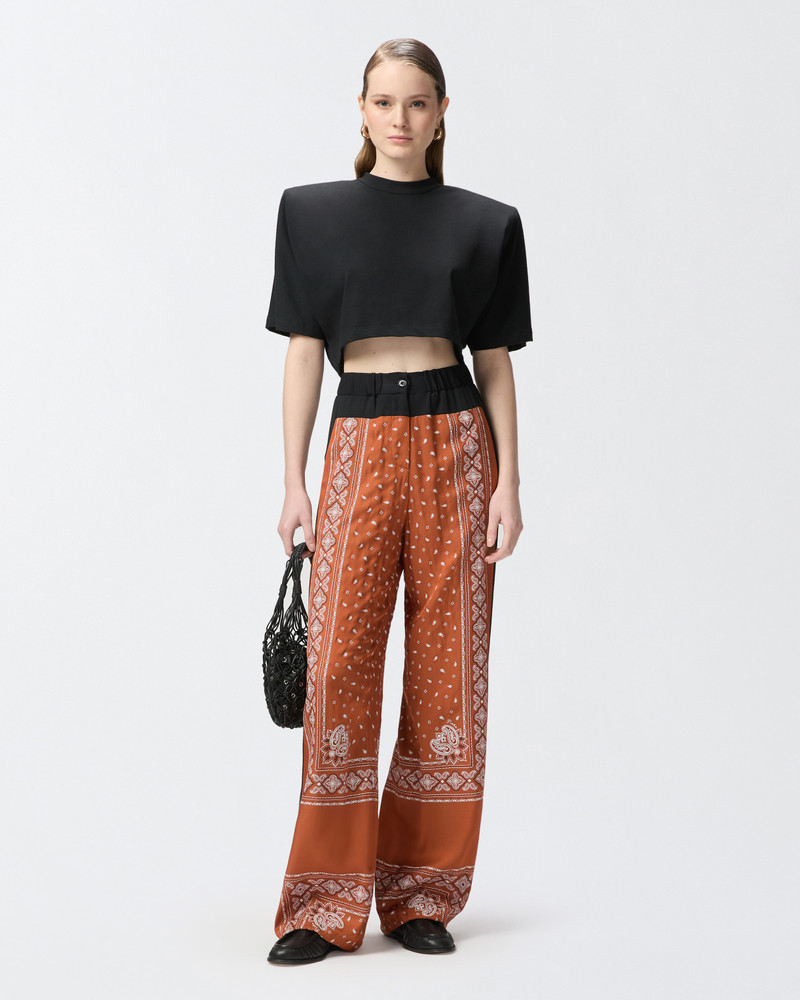 PINKO LOOSE LIGHT BANDANA PRINT TROUSERS outlook