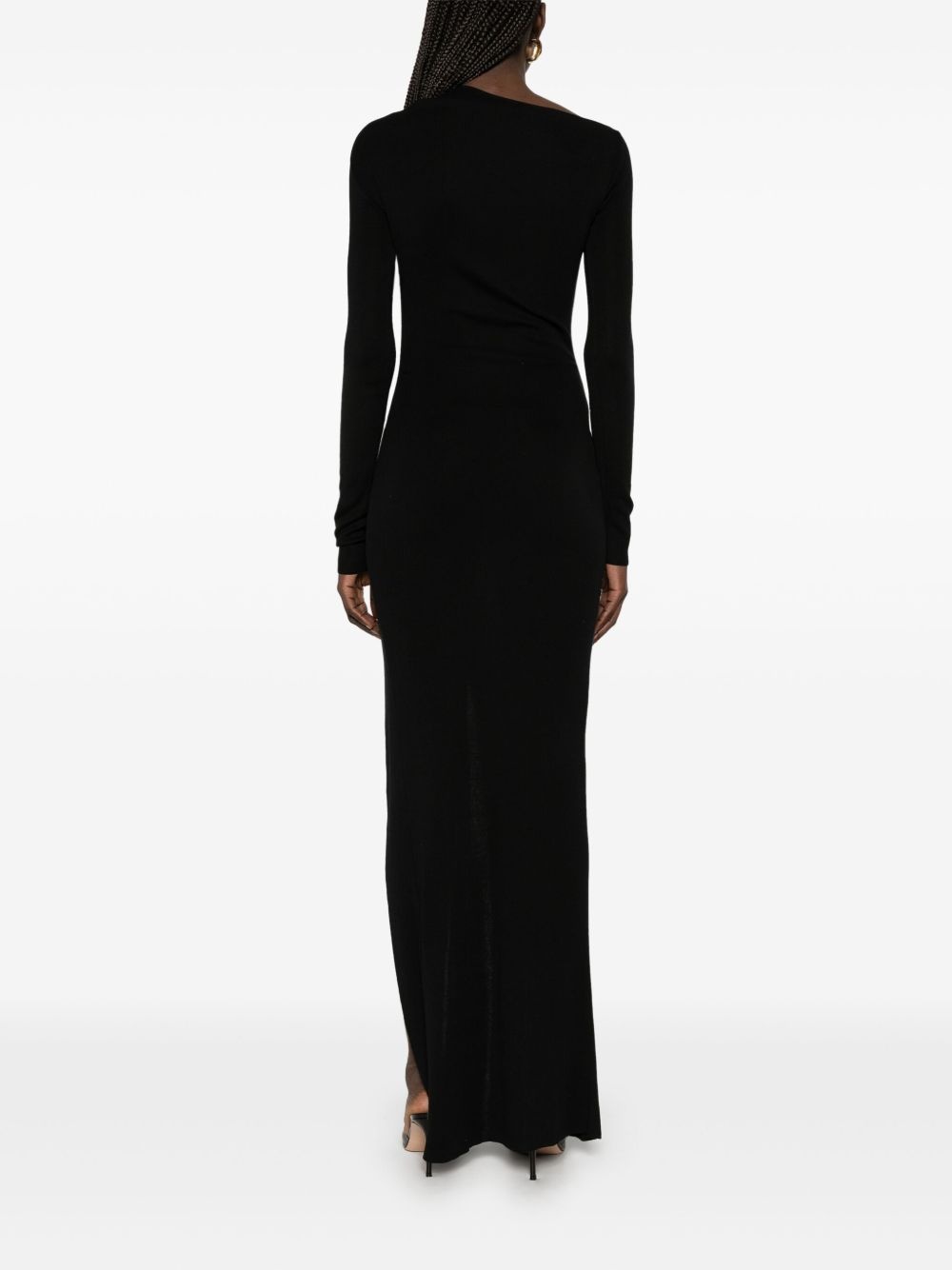 asymmetric fine-knit midi dress - 4