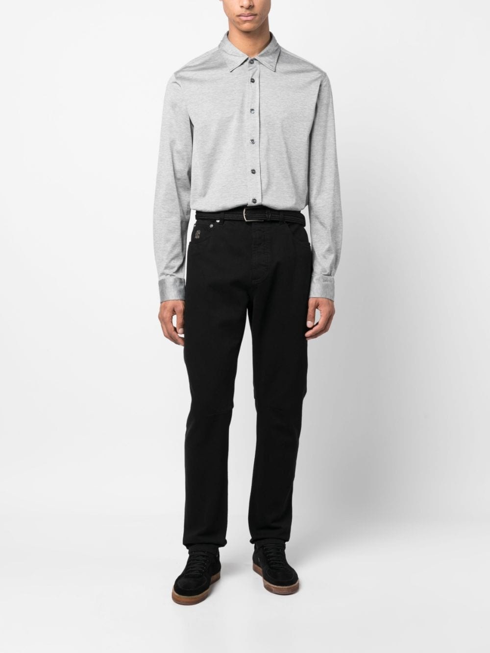 mélange-effect button shirt - 2