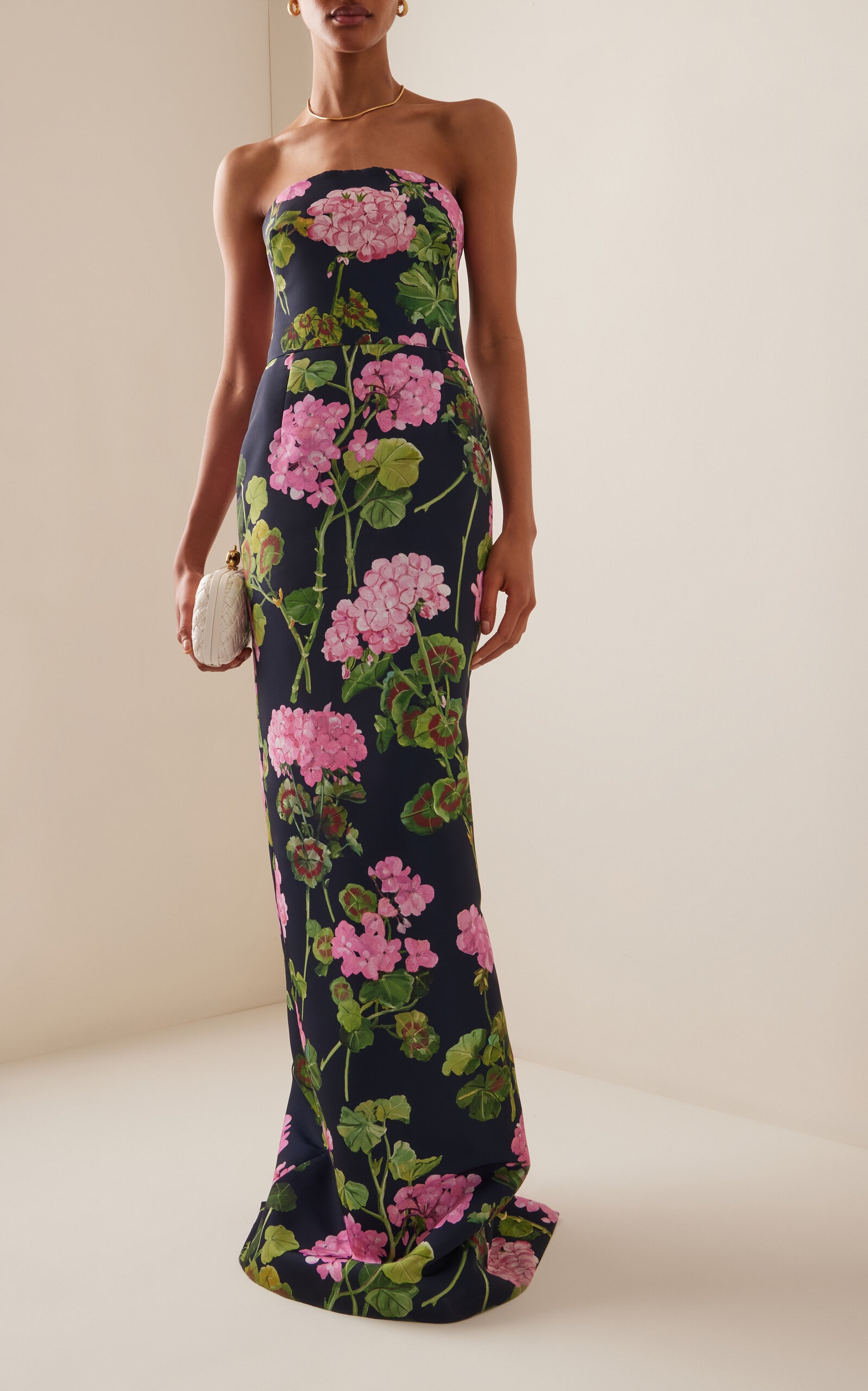 Floral-Printed Faille Gown navy - 2