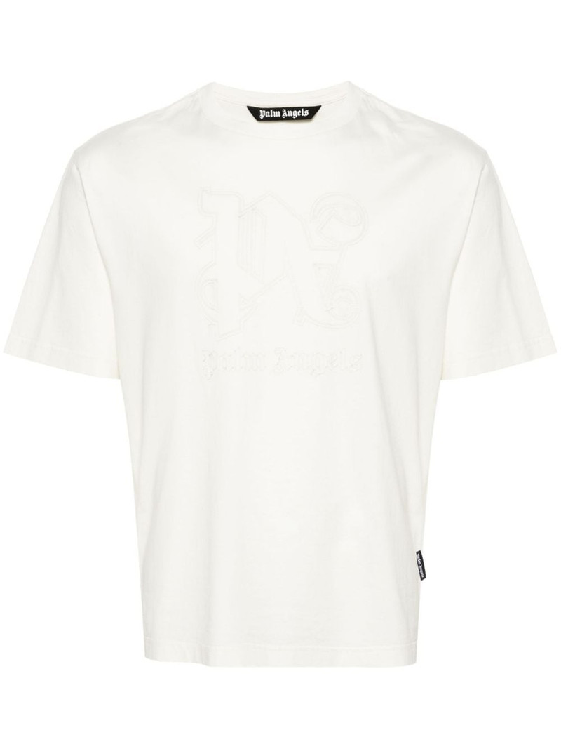 monogram-embroidered cotton T-shirt 1