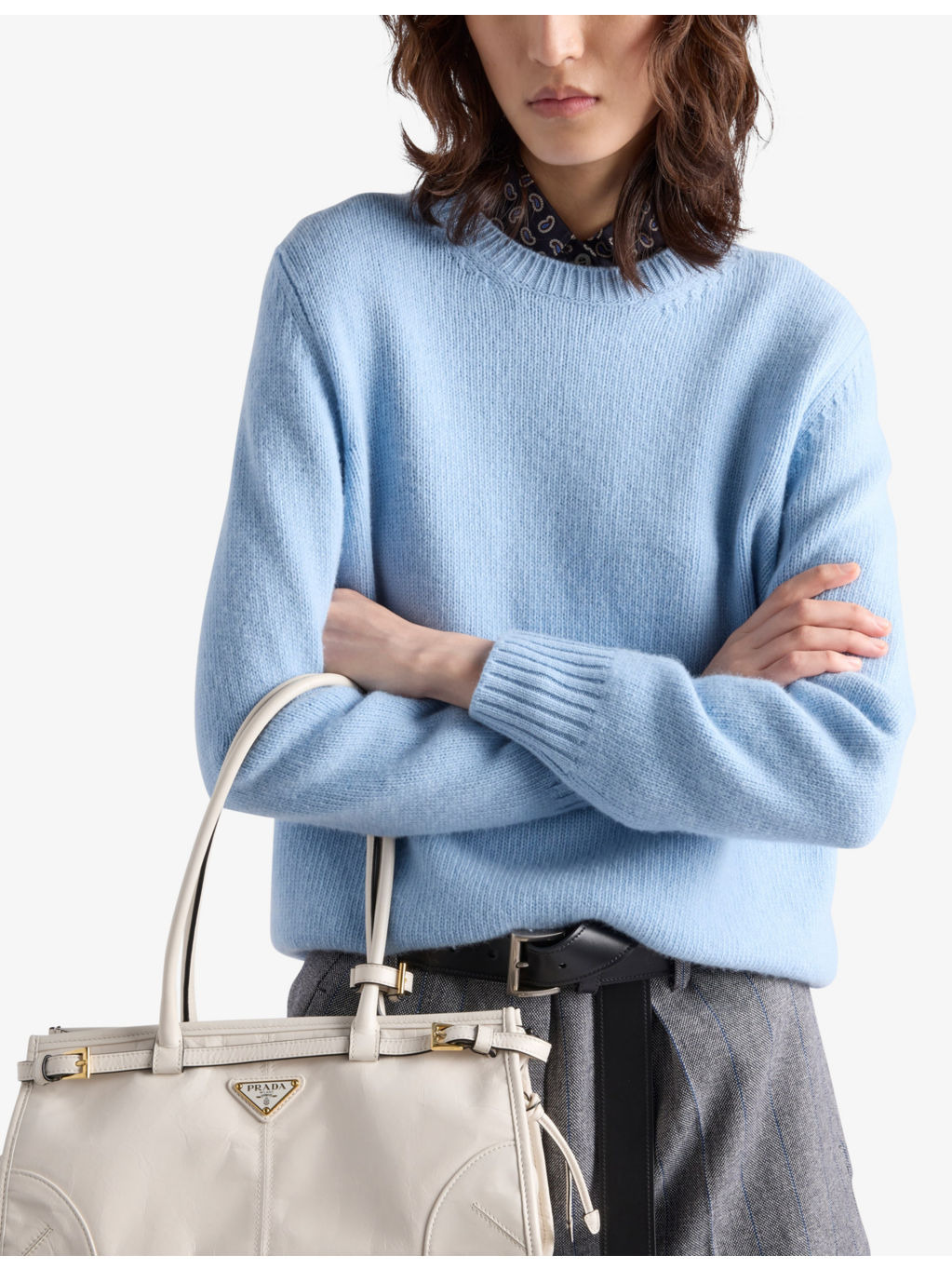 Logo-pattern wool and cashmere-blend jumper - 4