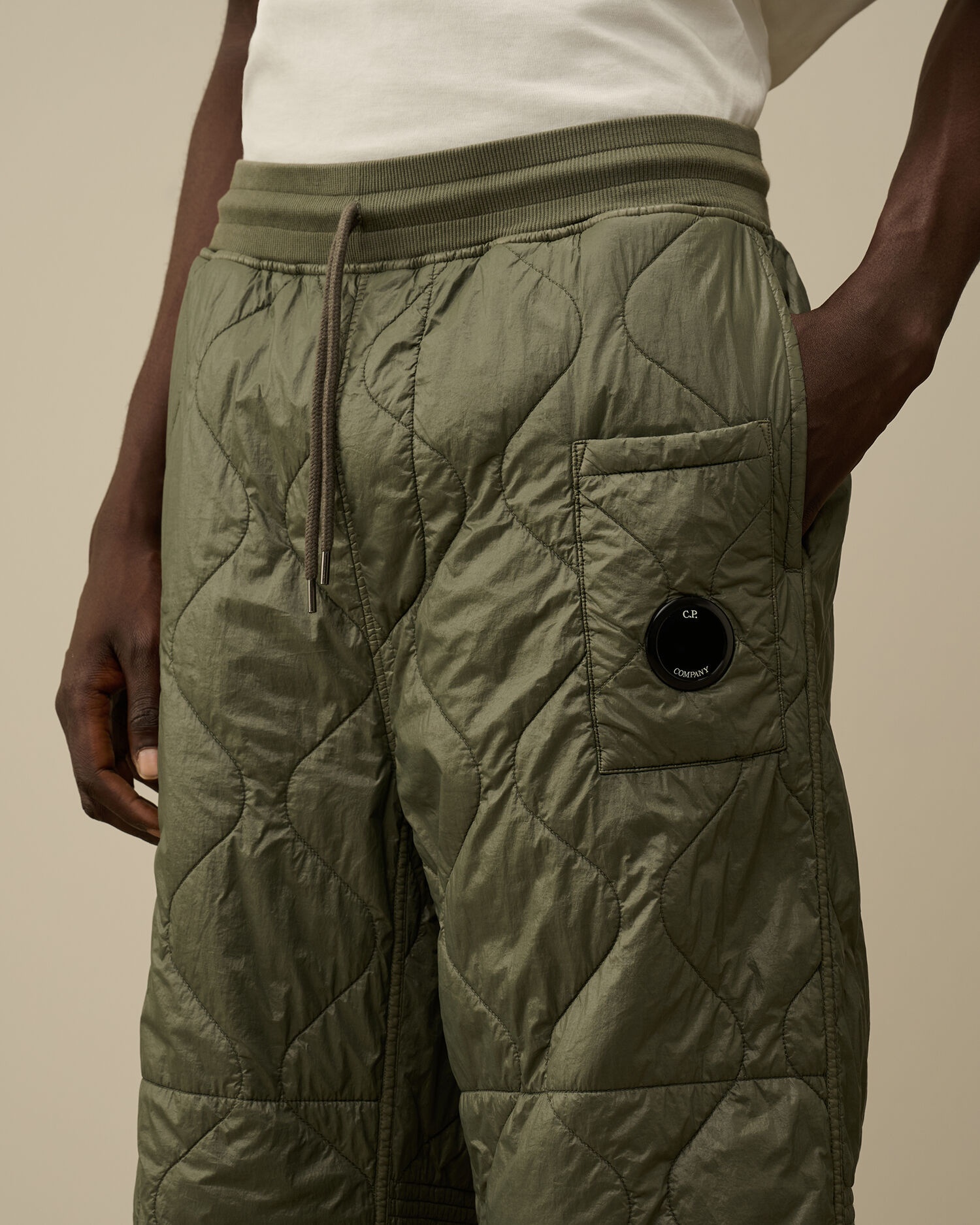Diagonal Raised Fleece Mixed Quilted Sweatpants - 8