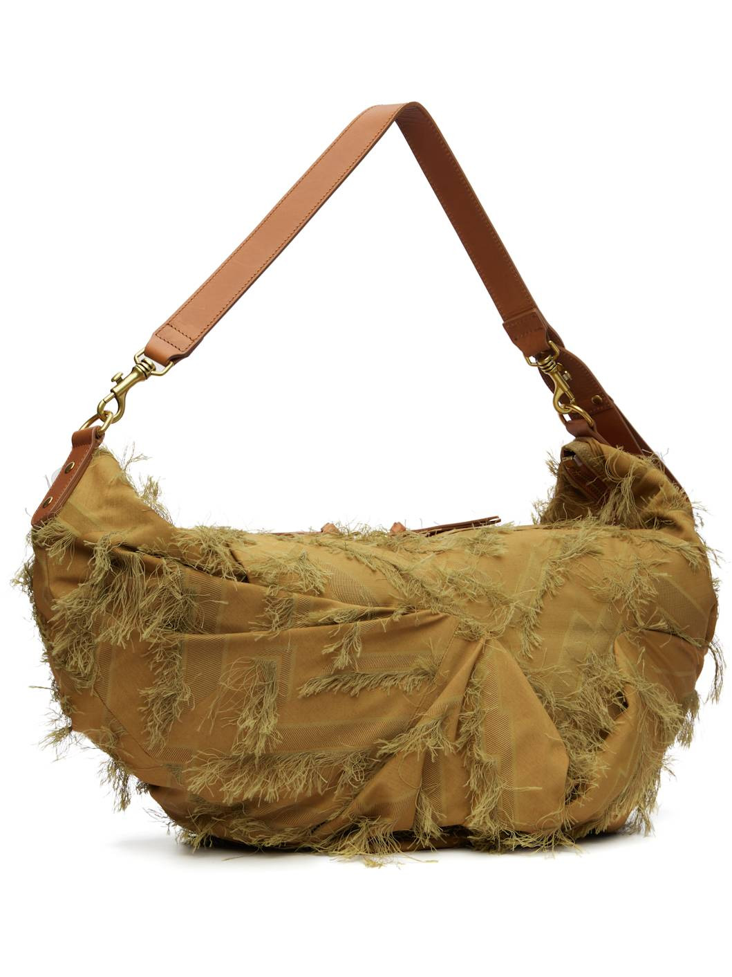 Brown Fringes Fil Coupe' Agnes Large Shoulder Bag - 3