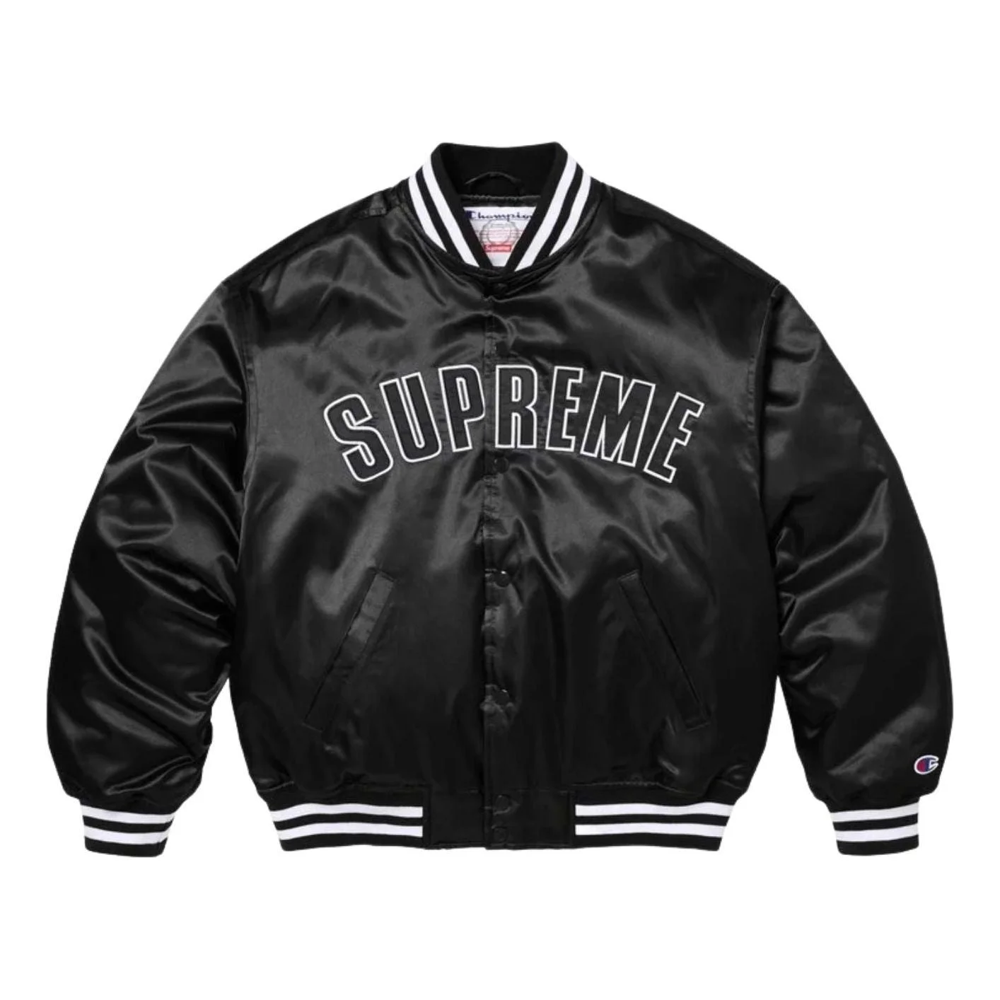 Supreme x Champion SS26 Satin Varsity Jacket 'Black' SUP-SS26-170-BLK - 1