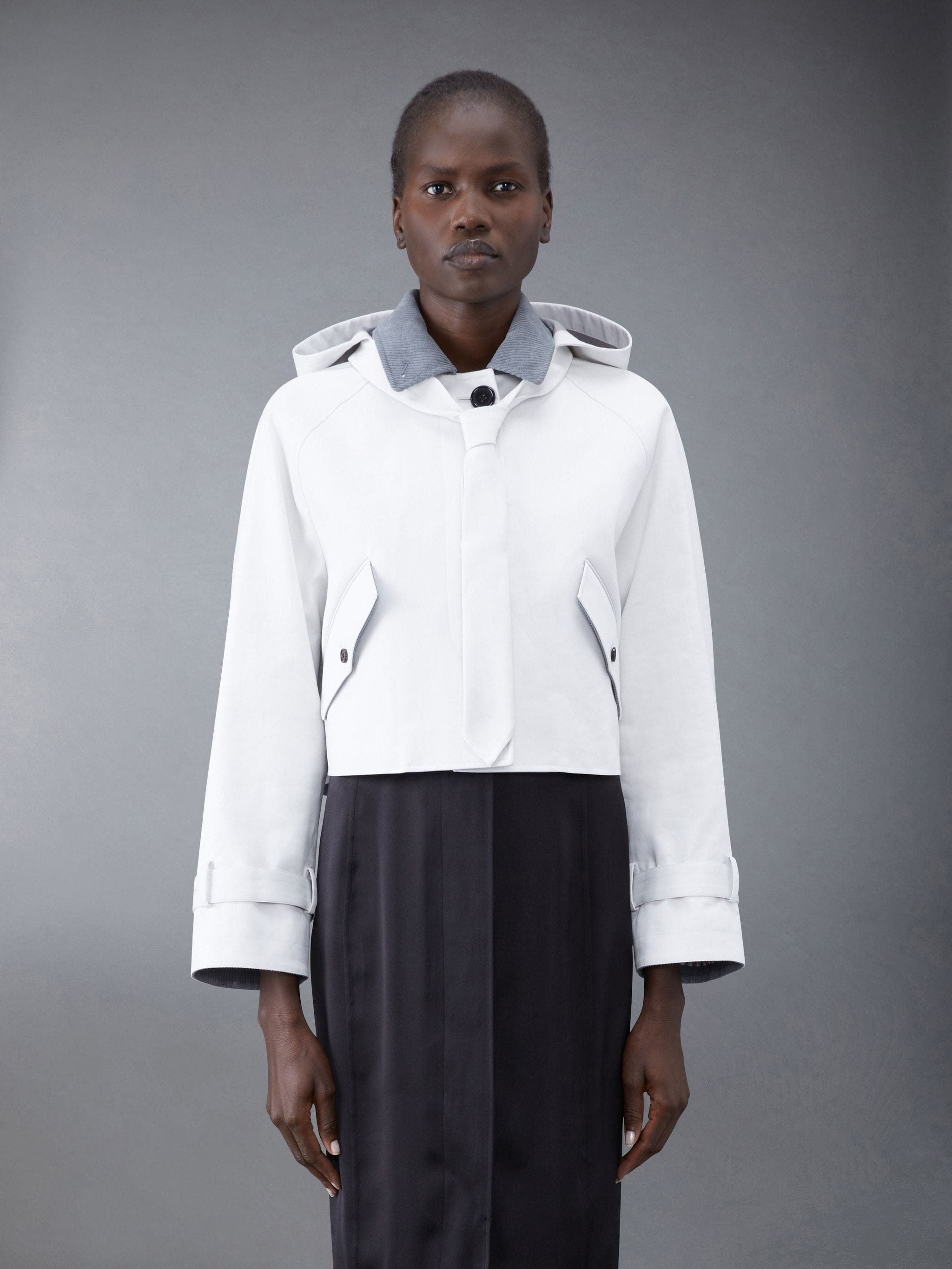 Mackintosh Removable Tie Hood Cropped Car Coat - 1