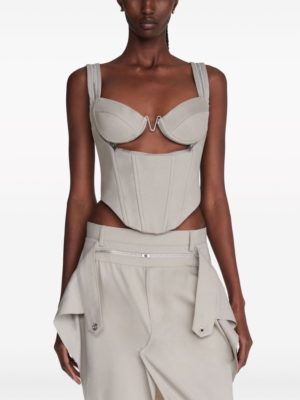 panelled zipped bustier top - 3