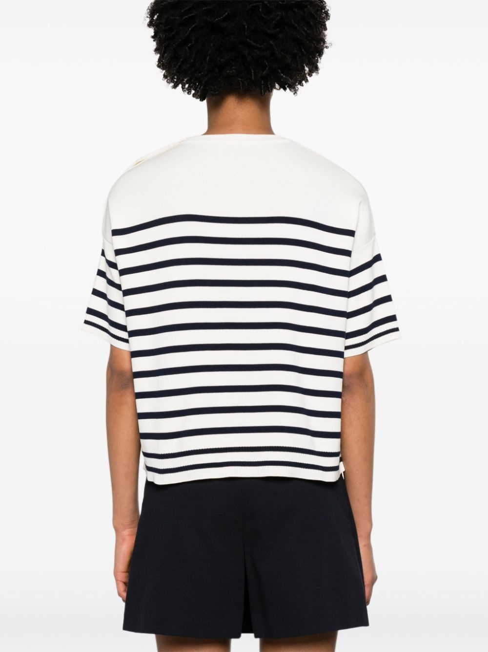 logo-patch striped knitted top - 4