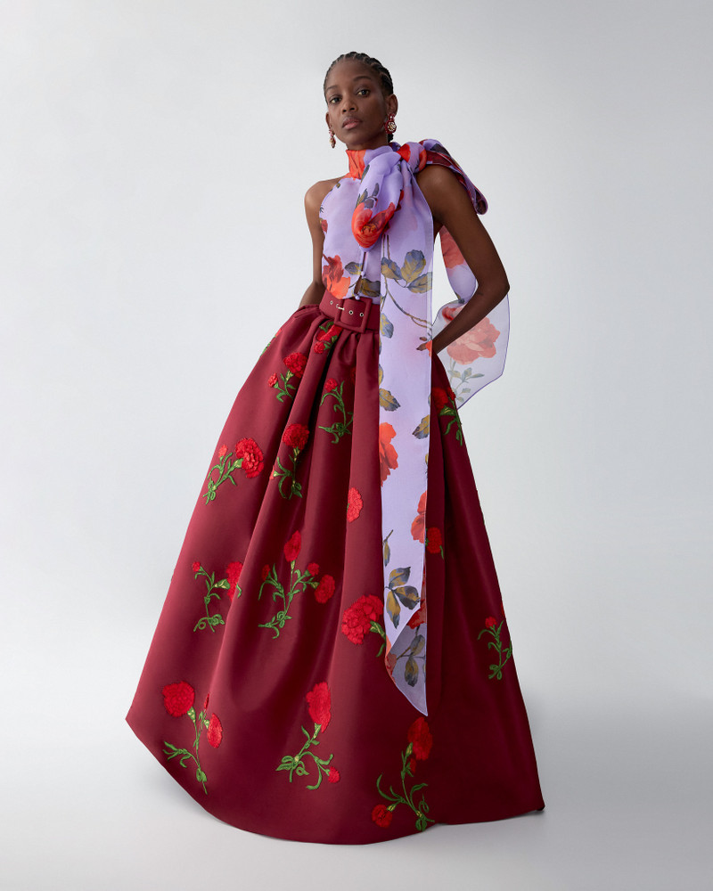 Carnation-Embroidered Ball Skirt 4
