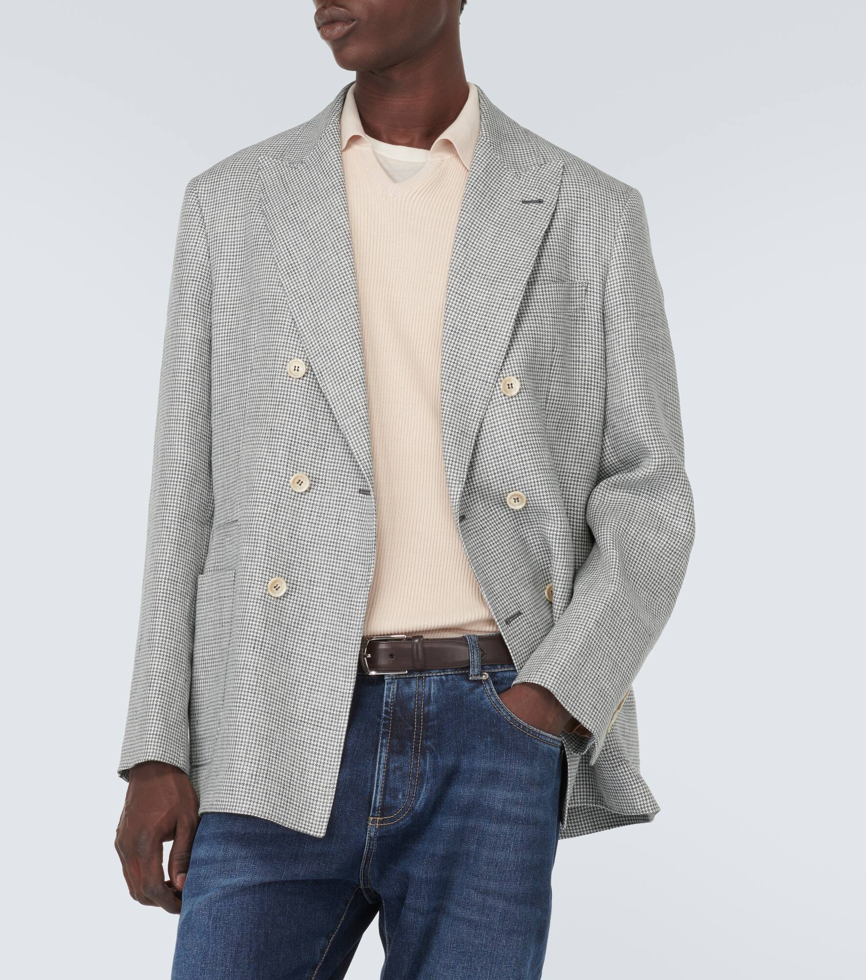 Houndstooth linen blazer - 3