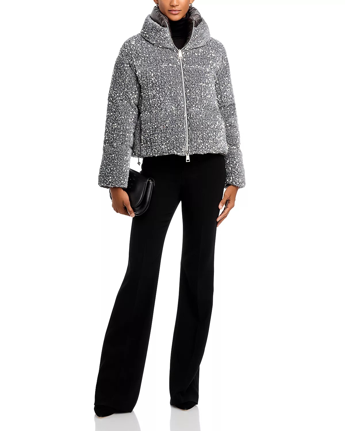 Herno Quilted Velvet Paillettes Puffer Jacket